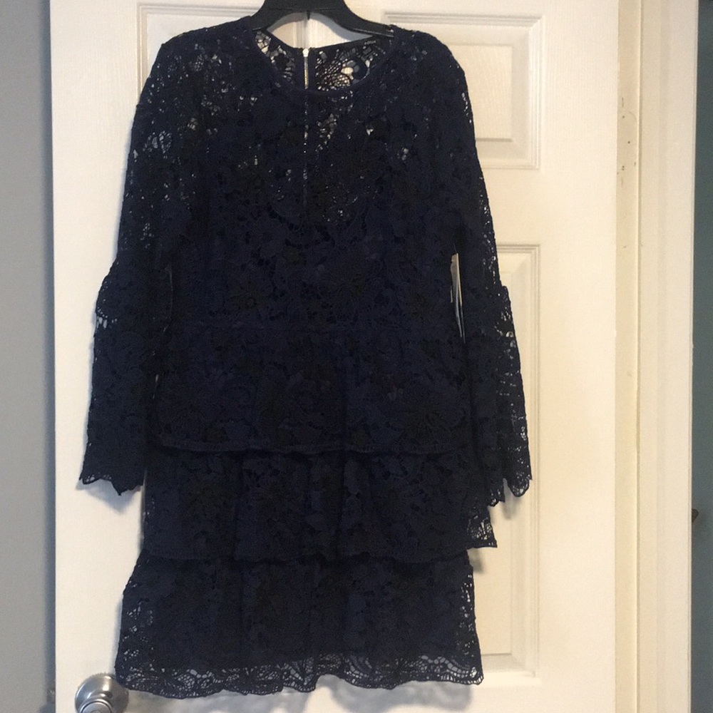 Floral See Through Lace Ruffled Short Dress